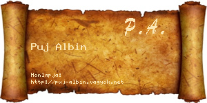 Puj Albin névjegykártya